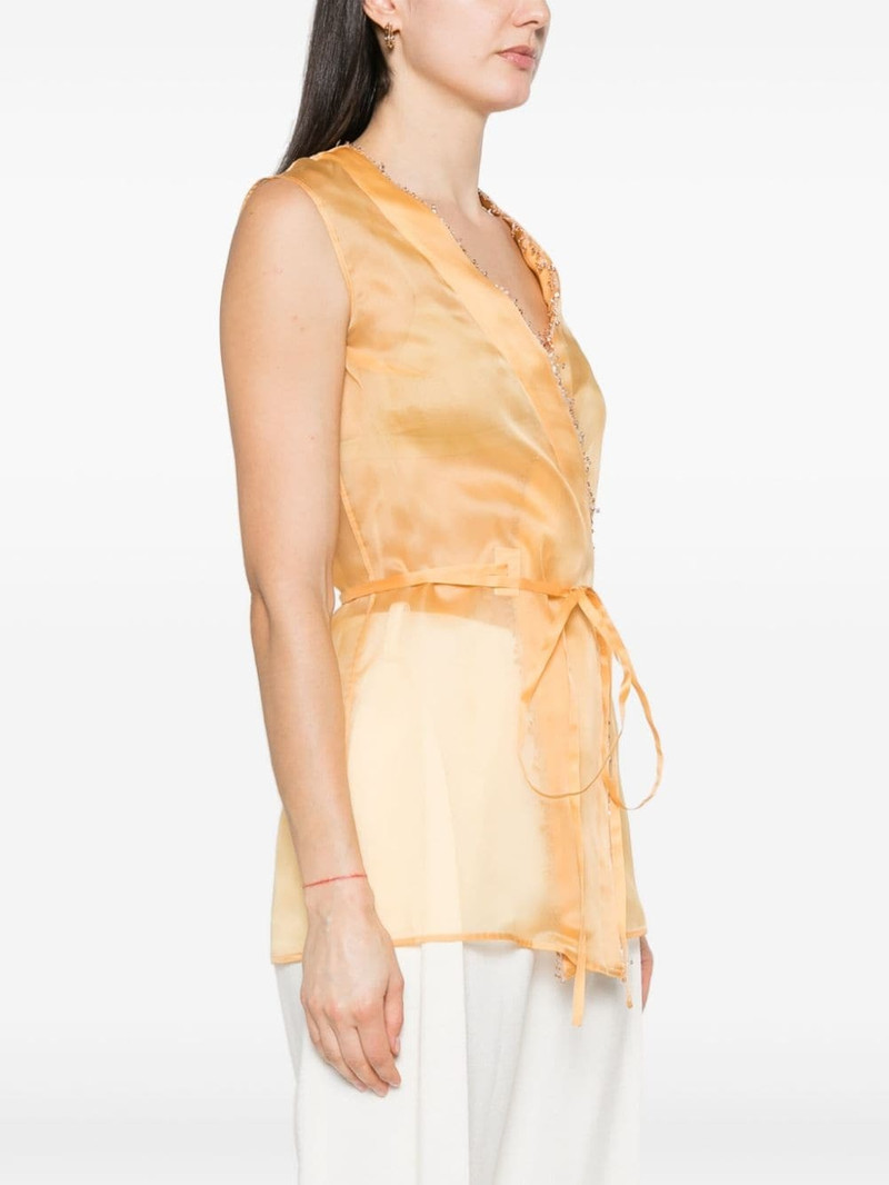 beaded-trim silk gilet 3