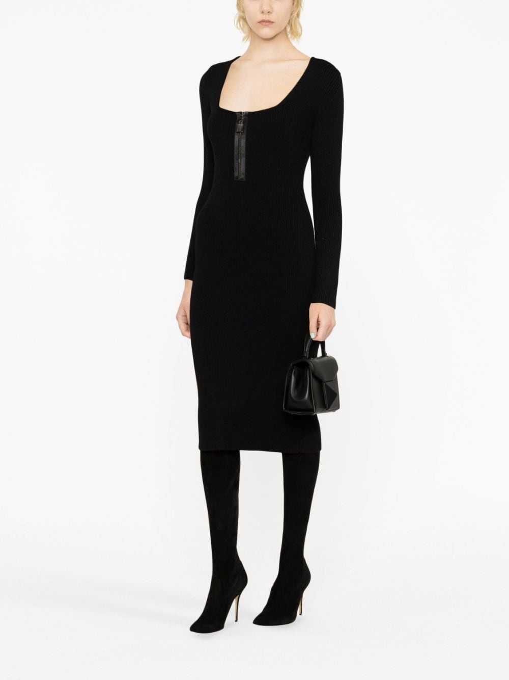 front-zip knitted dress - 3