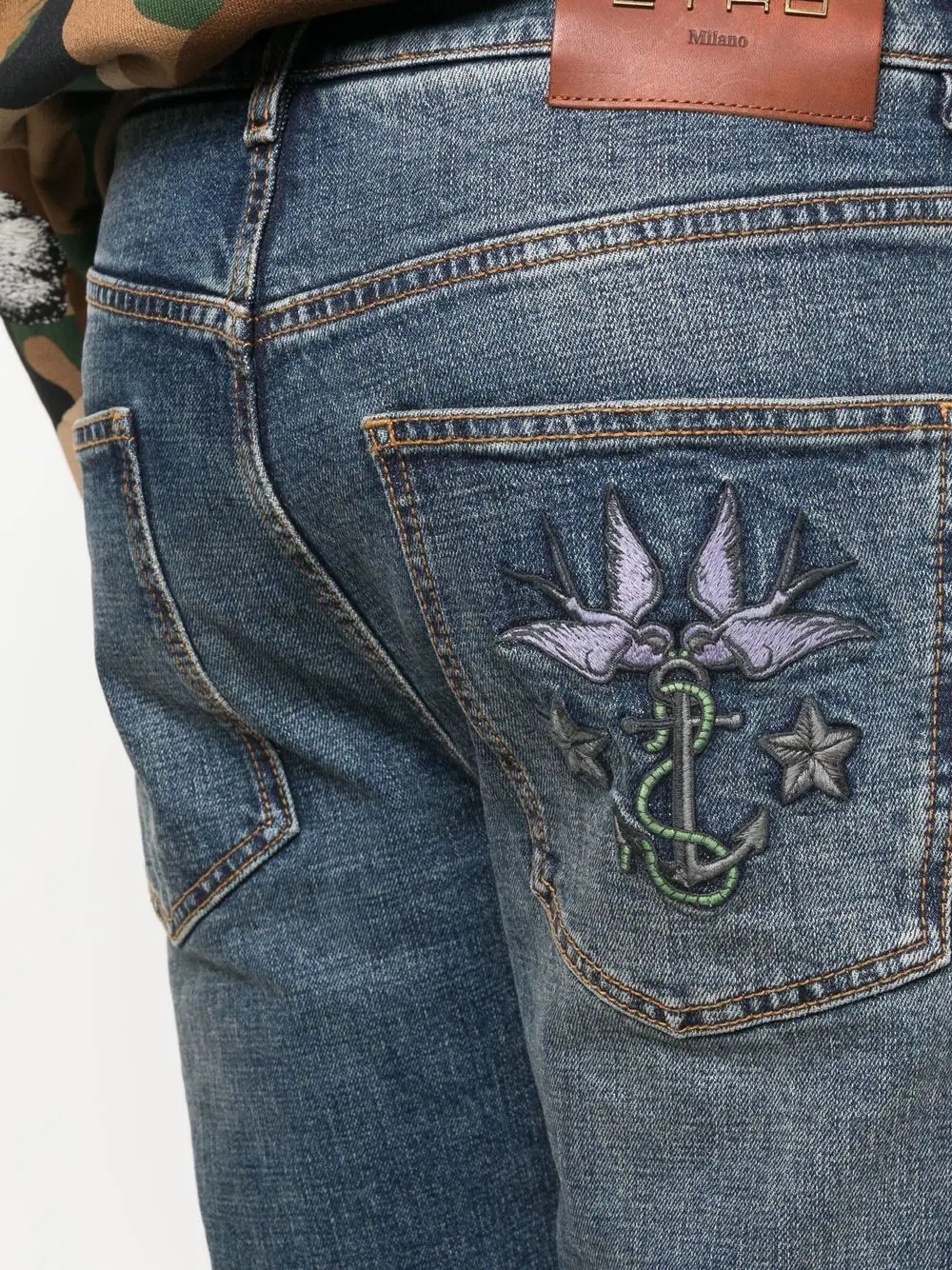 Tattoo-embroidered straight-leg jeans - 5