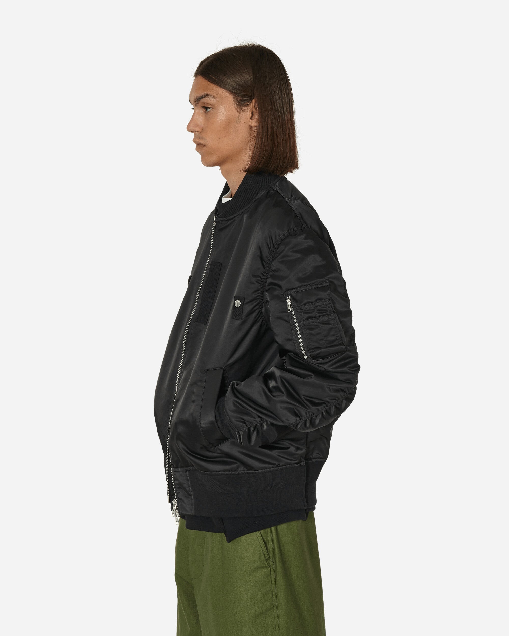 Nylon Twill Bomber Jacket Black - 2