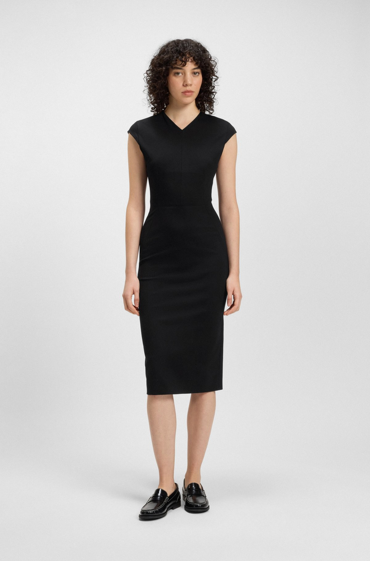 CAP-SLEEVE DRESS IN STRETCH FABRIC - 3