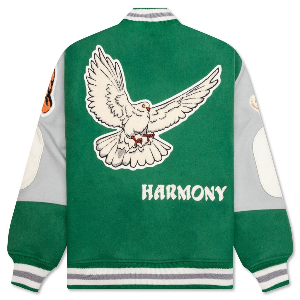 SAINT MICHAEL X SHERMER ACADEMY PIGEON VARSITY JACKET - GREEN - 2