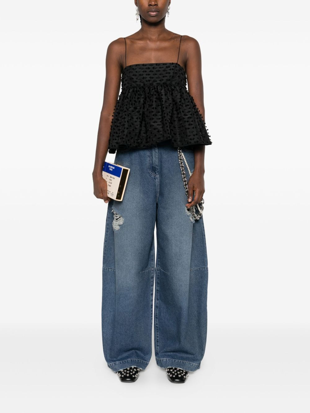 distressed frayed jeans - 2