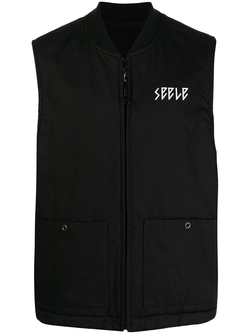 slogan-print reversible gilet 1
