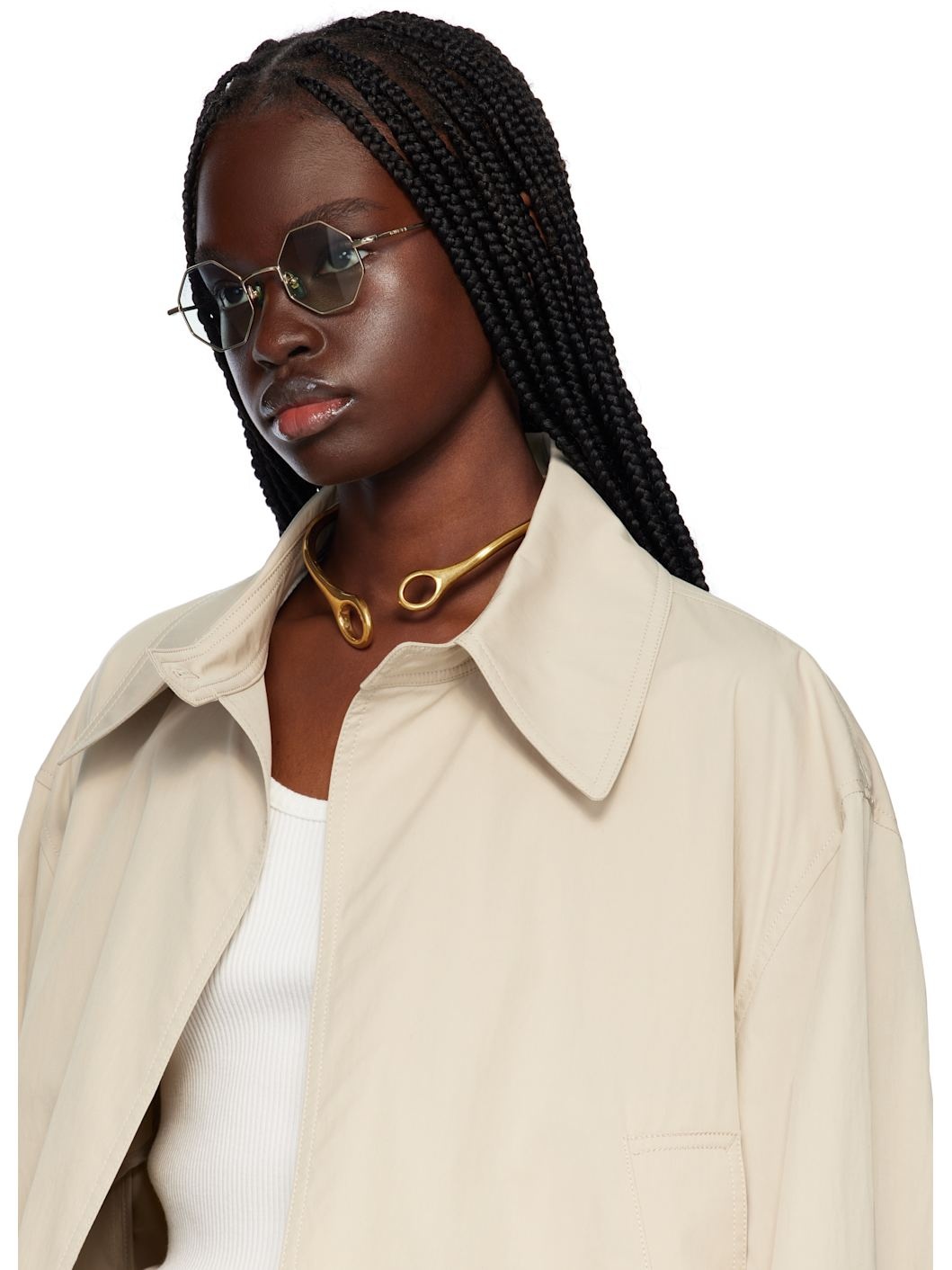 Gold Octangular Sunglasses - 4