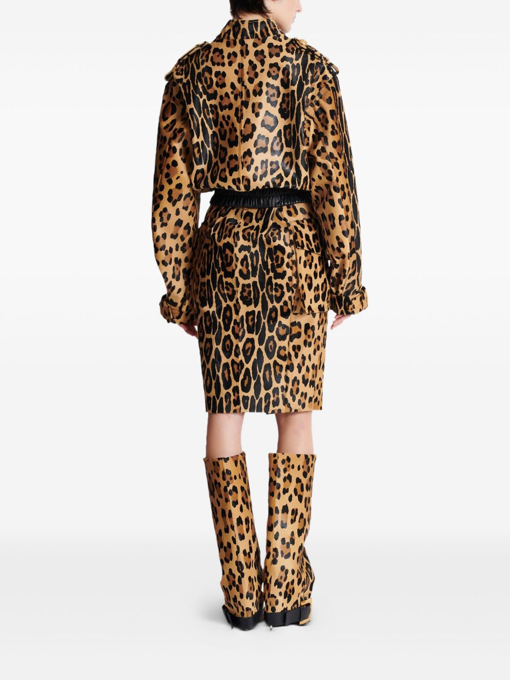 leopard-print leather bomber jacket - 4