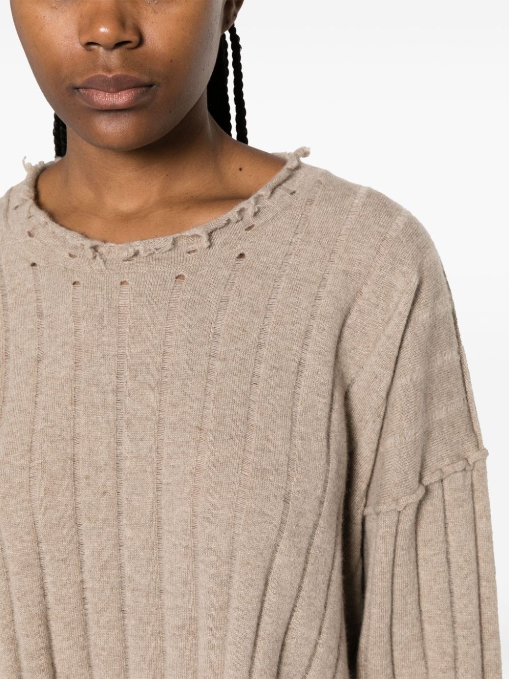 distressed-efffect cashmere jumper - 5