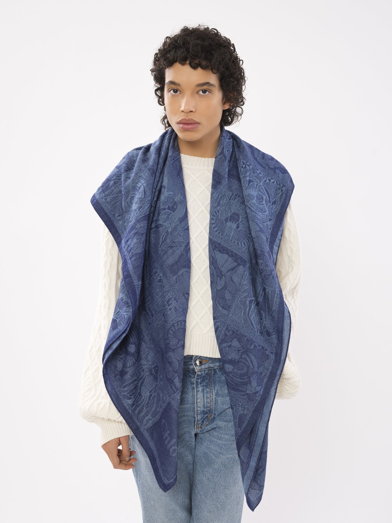 DENIM-EFFECT SQUARE SCARF - 4