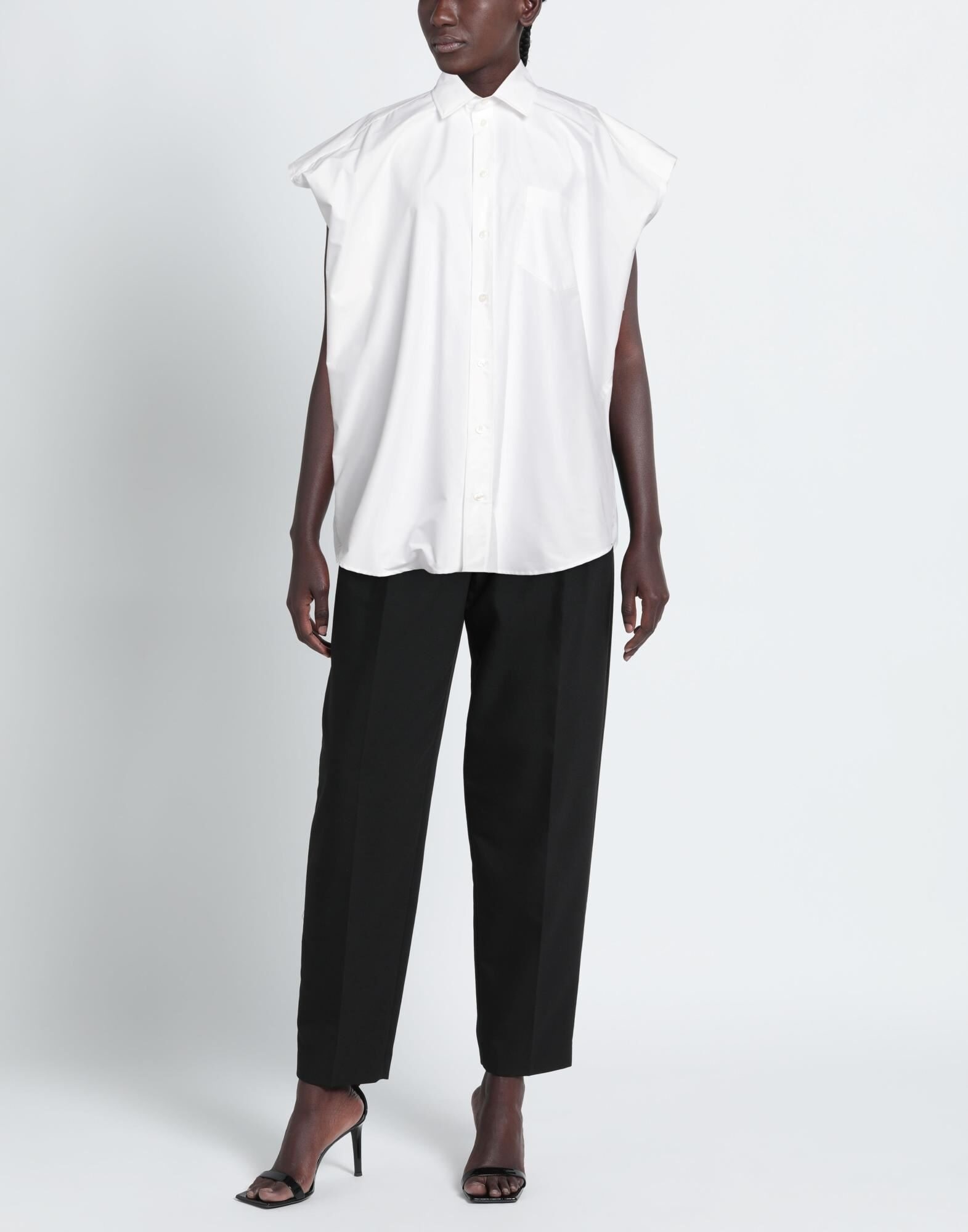 White Women's Solid Color Shirts & Blouses - 2