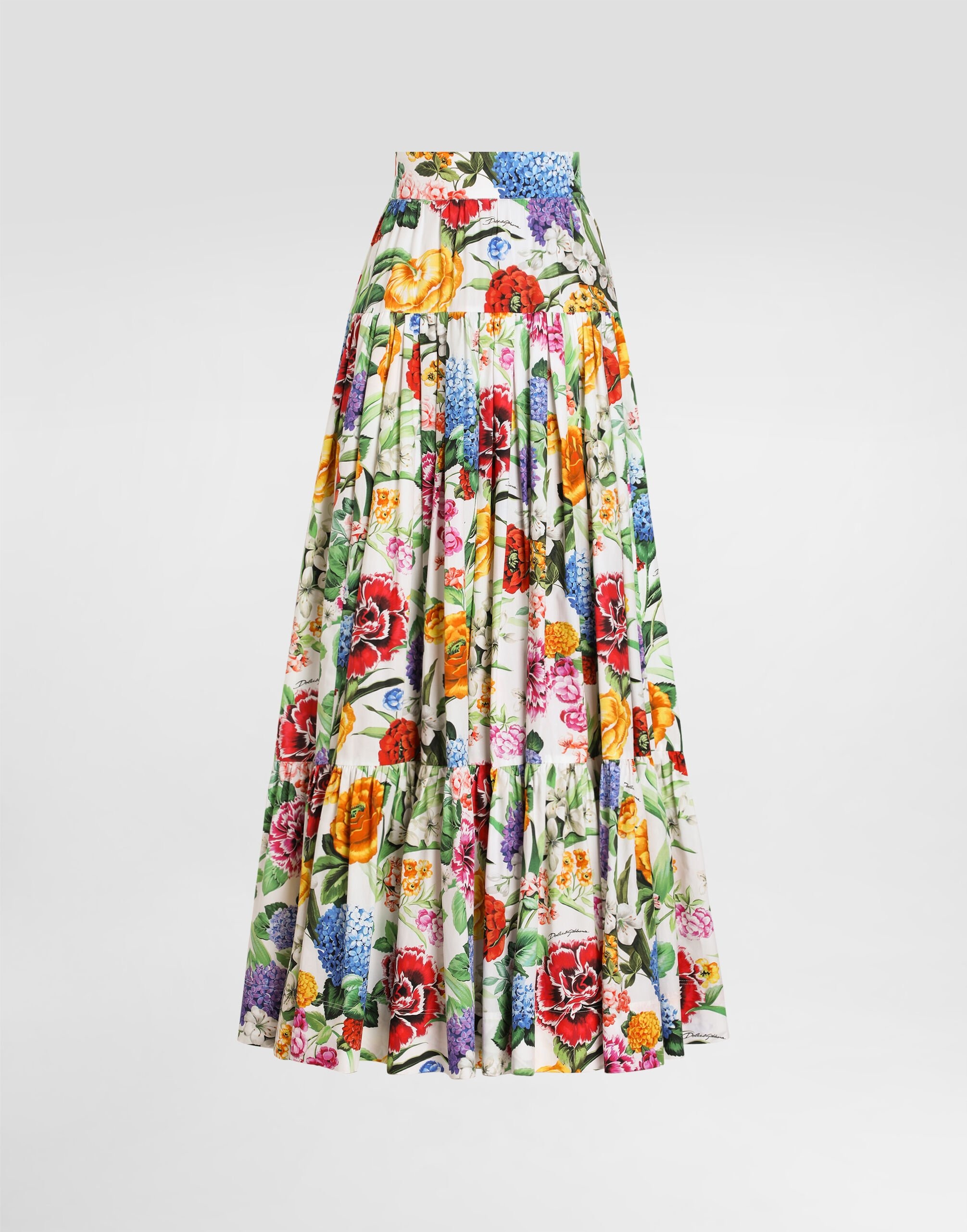 【関税・送料込み】dolce & gabbana Floral longuette skirt Dolce & Gabbana floral-print Midi Skirt | White | FARFETCH
