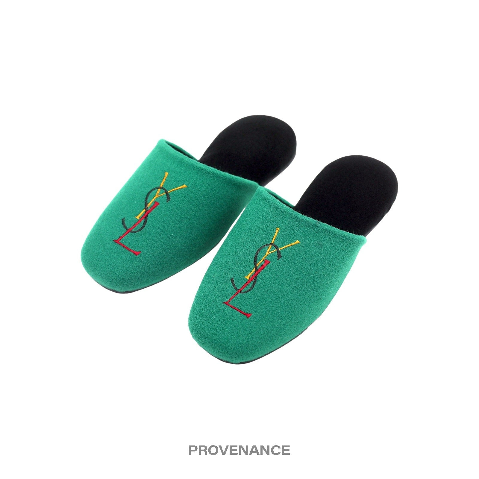 Yves Saint Laurent YSL Logo Slipper - Green Velour - 2