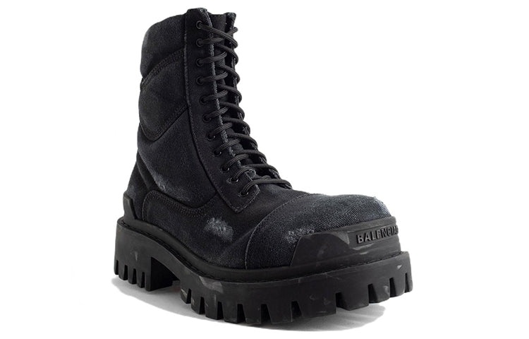 (WMNS) Balenciaga Combat Strike 20mm Boots 'Washed Black Cotton' 694060W2H111000 - 3