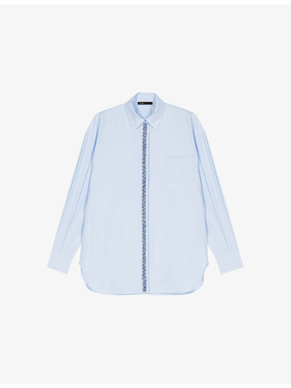 Bead-embellished relaxed-fit cotton shirt - 1