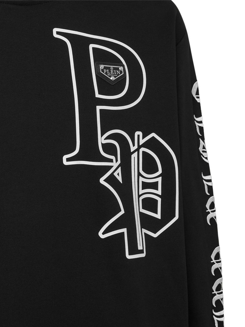 PHILIPP PLEIN gothic-print hooded sweatshirt outlook