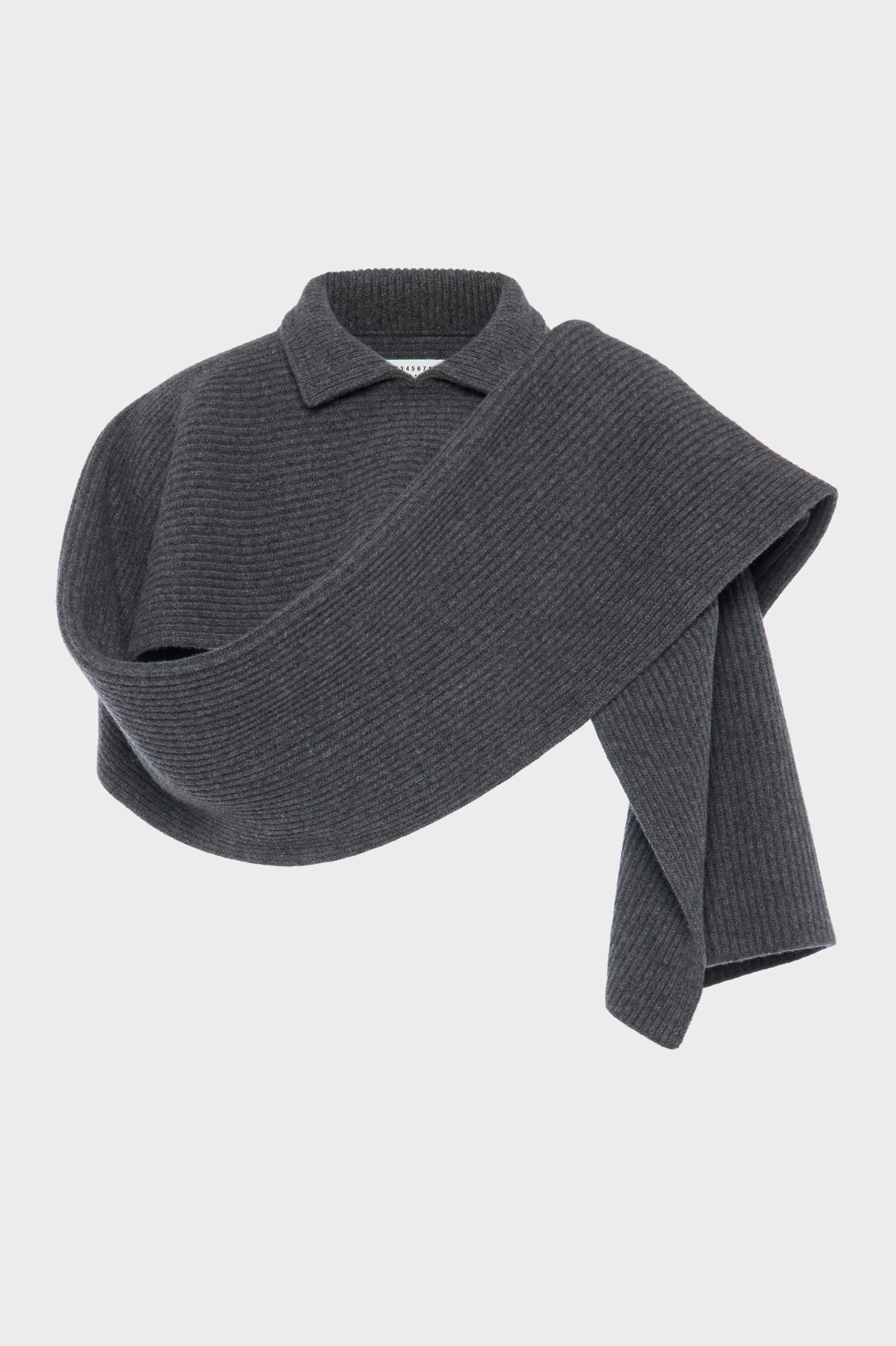 Ribbed wool scarf with collar - 1