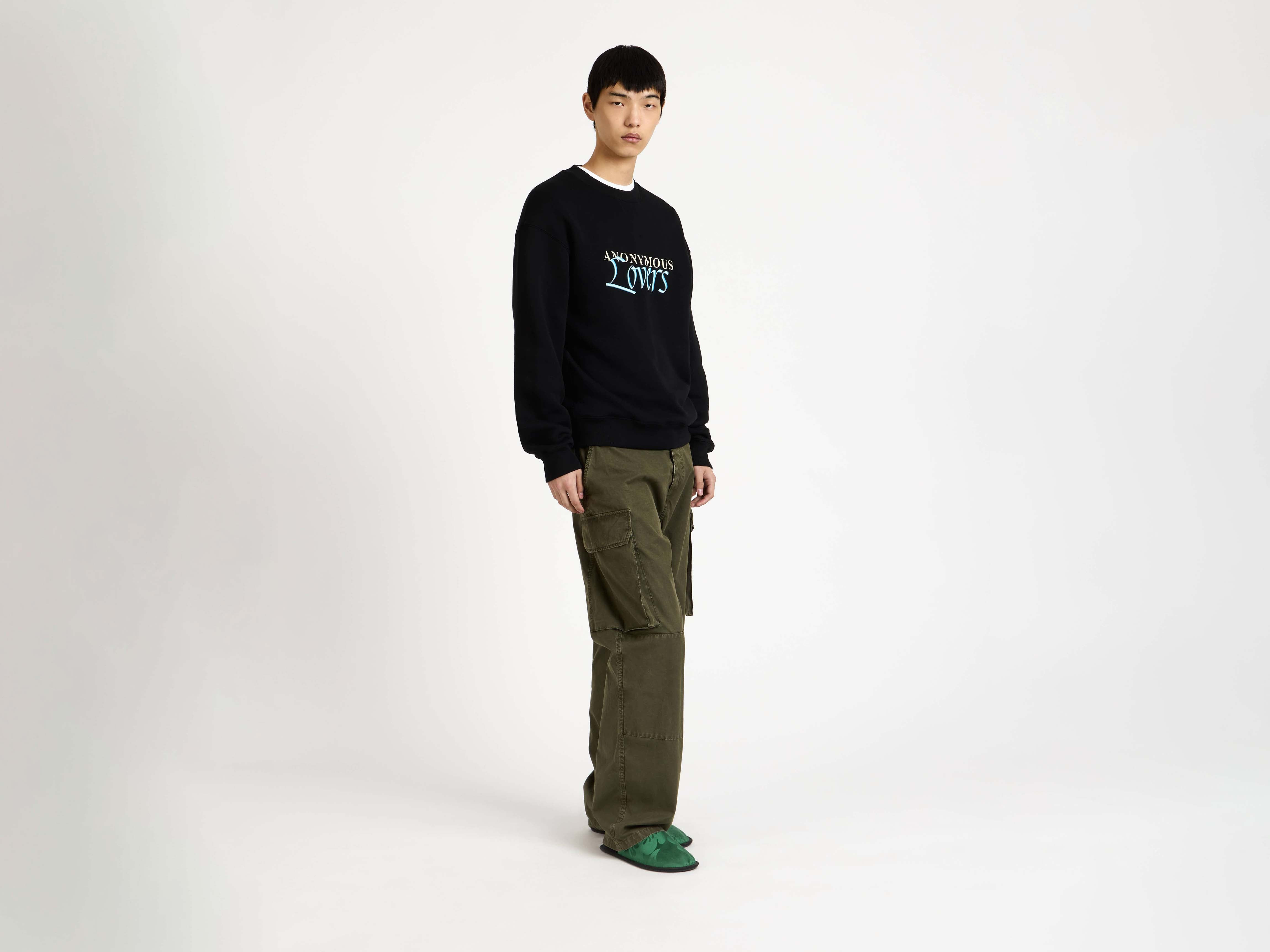 MENS 'ANONYMOUS LOVERS' SWEATSHIRT IN WASHED BLACK - 2