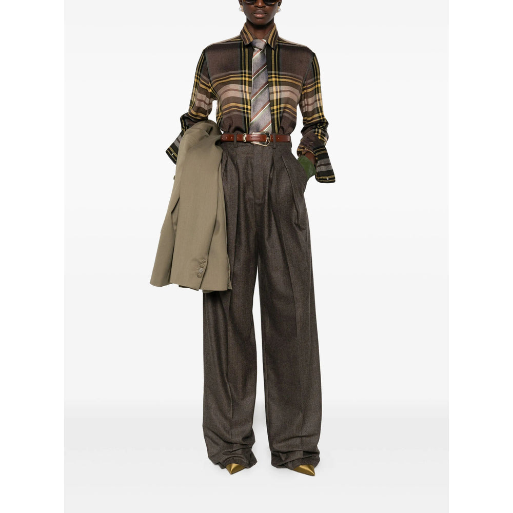 Saint Laurent Brown Trousers - High-Waisted Trousers Women - 2