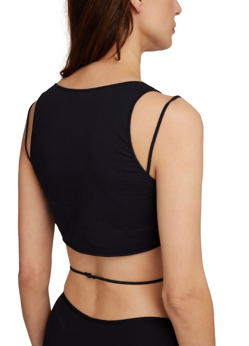 Cropped Tank Top With Front Key Hole - 5