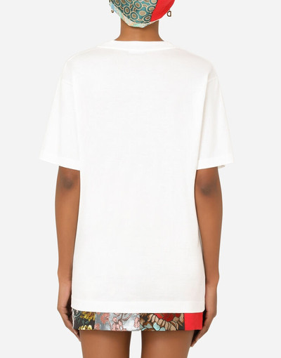 Dolce & Gabbana Short-sleeved jersey t-shirt with patchwork embellishment outlook