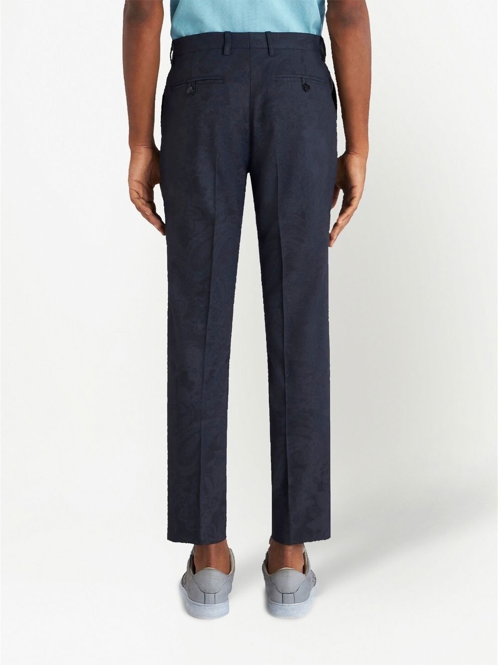 patterned-jacquard straight-leg trousers - 4