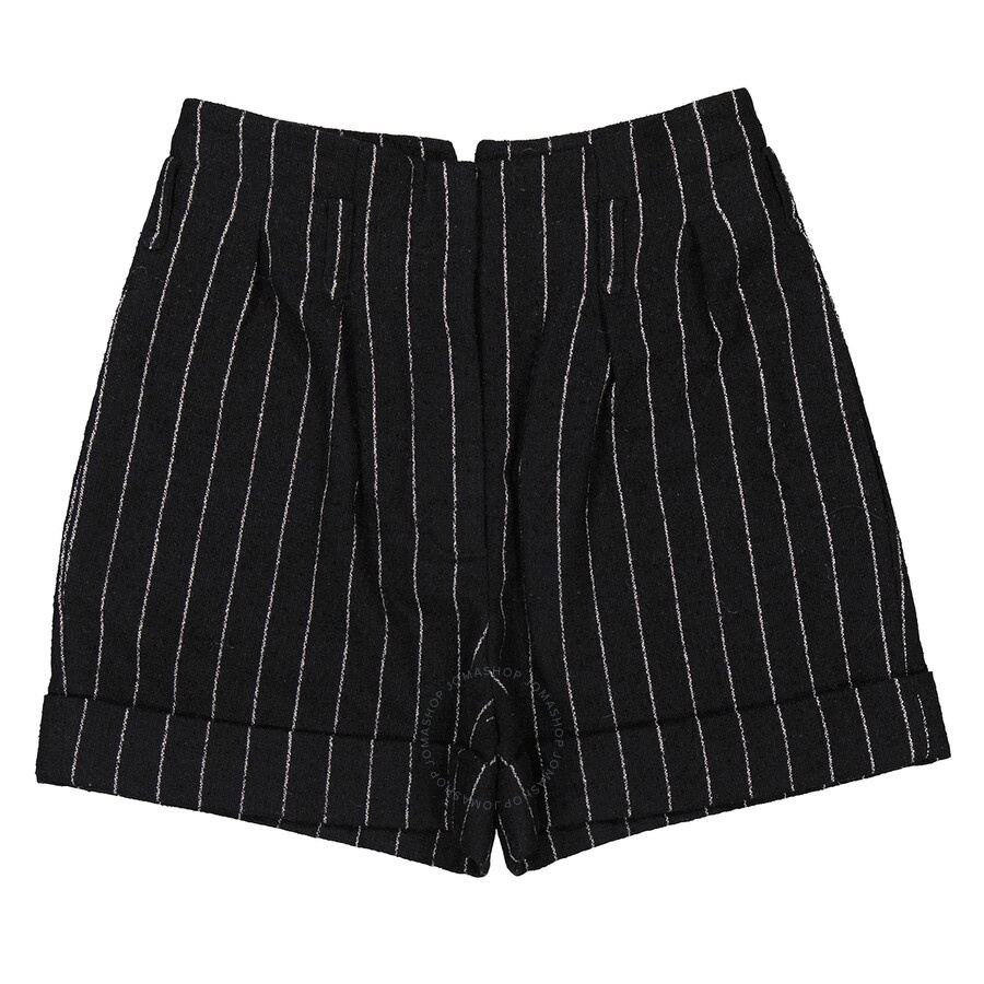 Moschino Ladies Black Stretch Pinstripe Shorts, Brand Size 40 (US Size 6) - 1