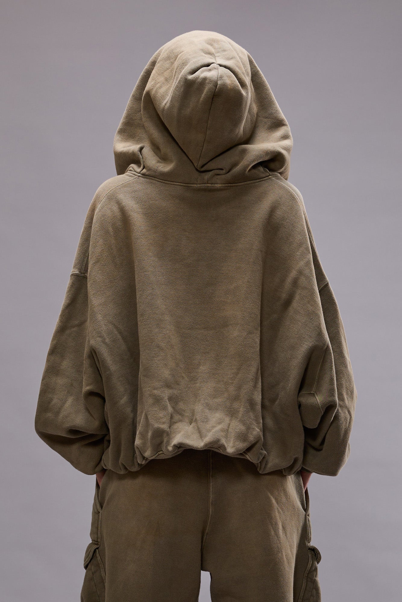 BALLOON ZIP-UP HOODIE - FADED OLIVE - 6