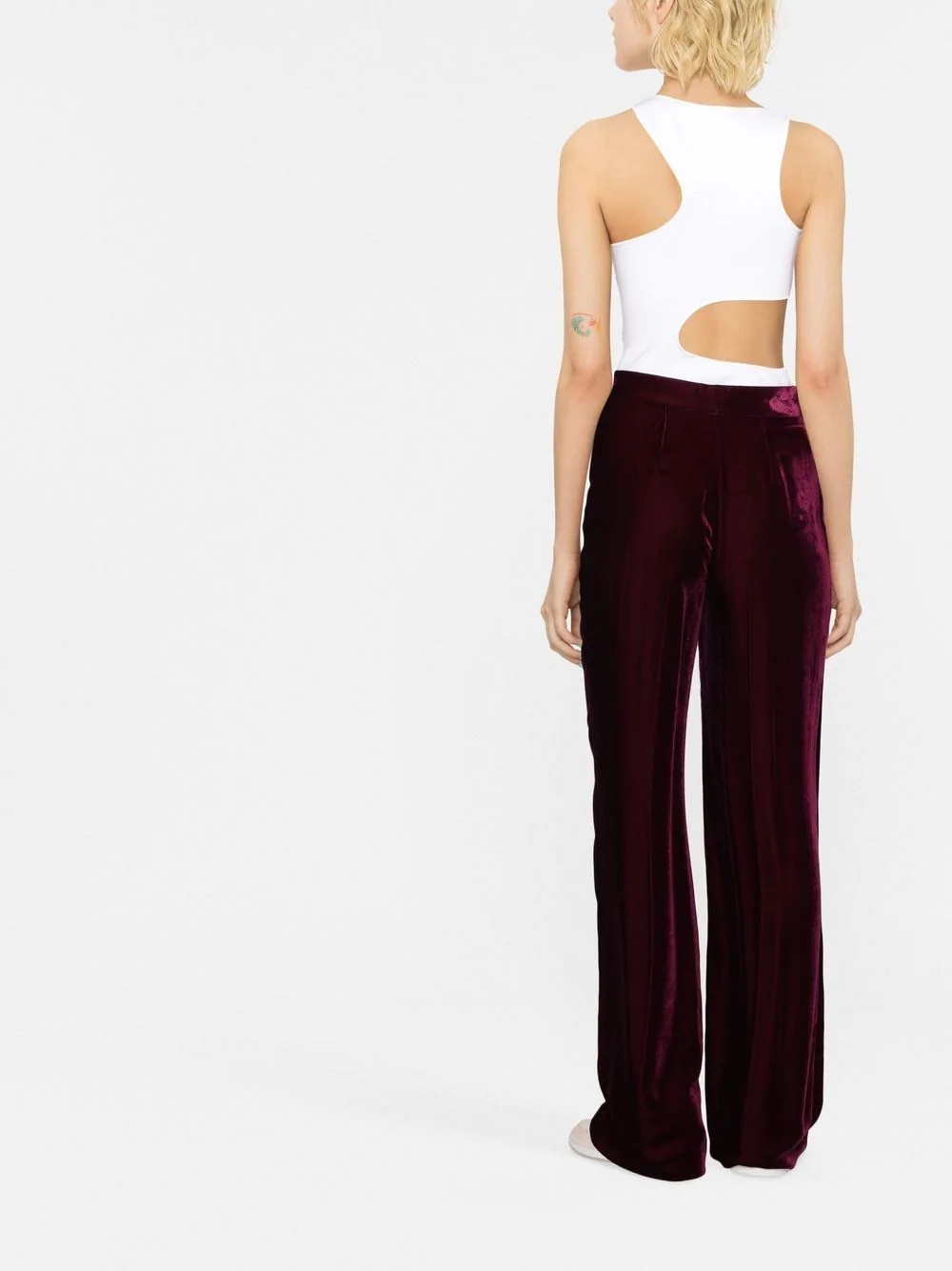 wide-leg velvet trousers - 4