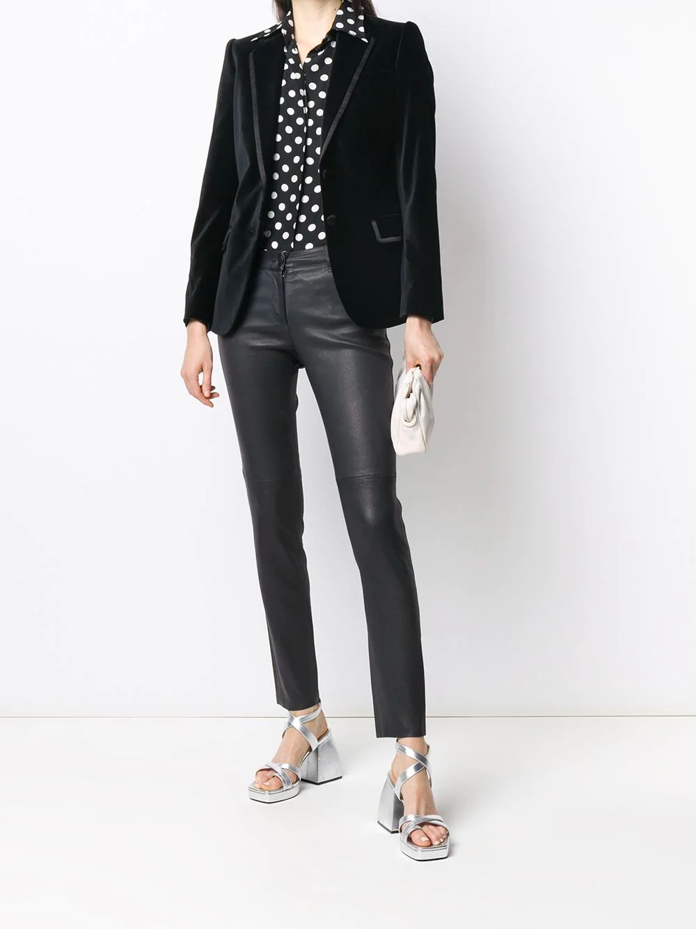 velvet silk-trim blazer - 2