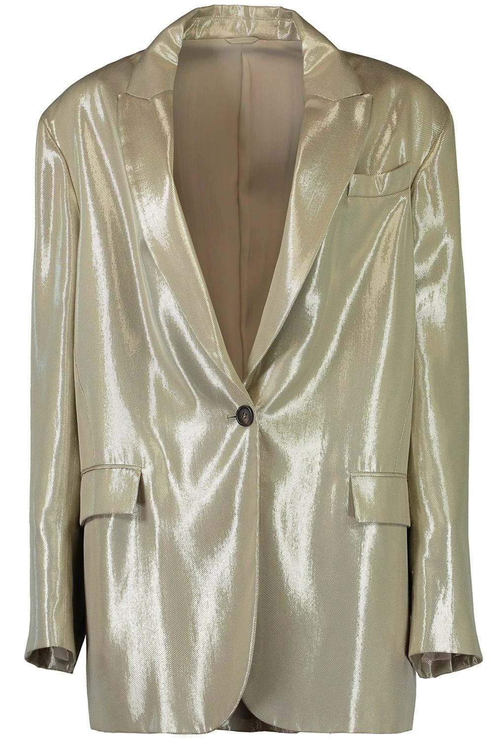Metallic Single Breast Blazer - 1