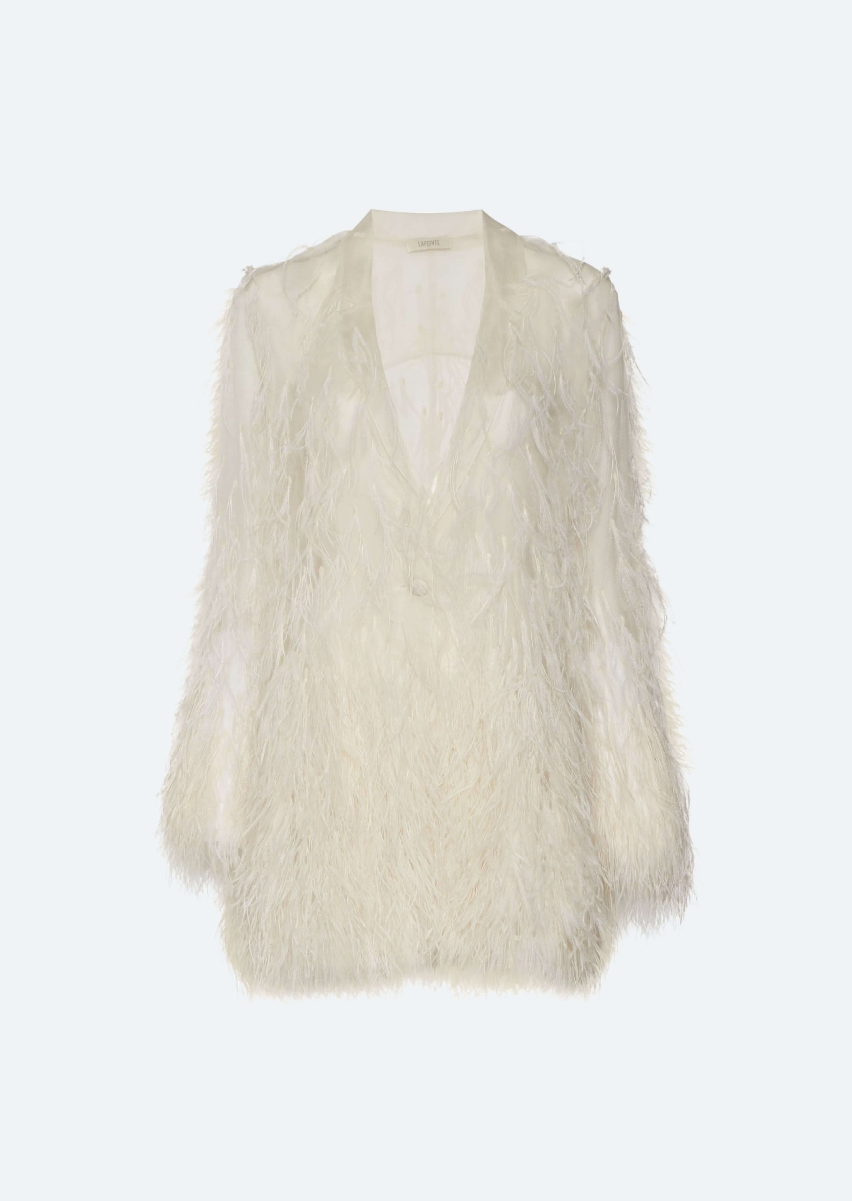Feather Embroidery Single Breasted Blazer - 1