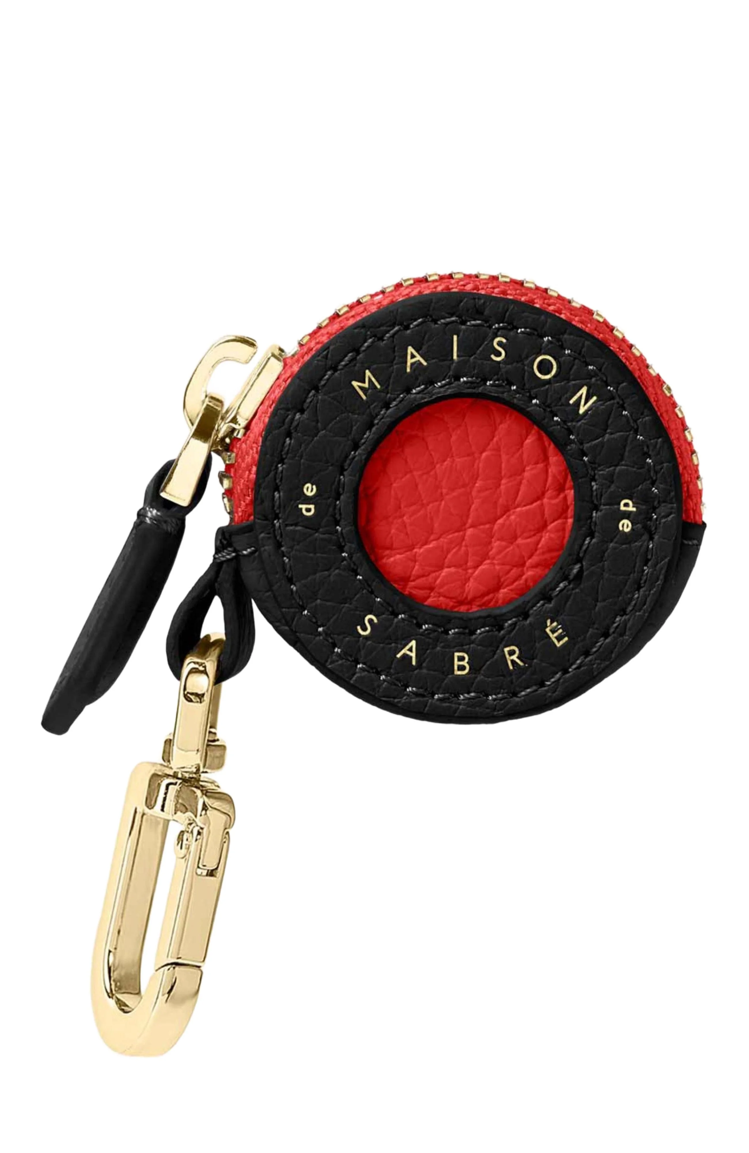 MAISON de SABRÉ Leather AirTag Charm in Pomegranate Caviar at Nordstrom - 1