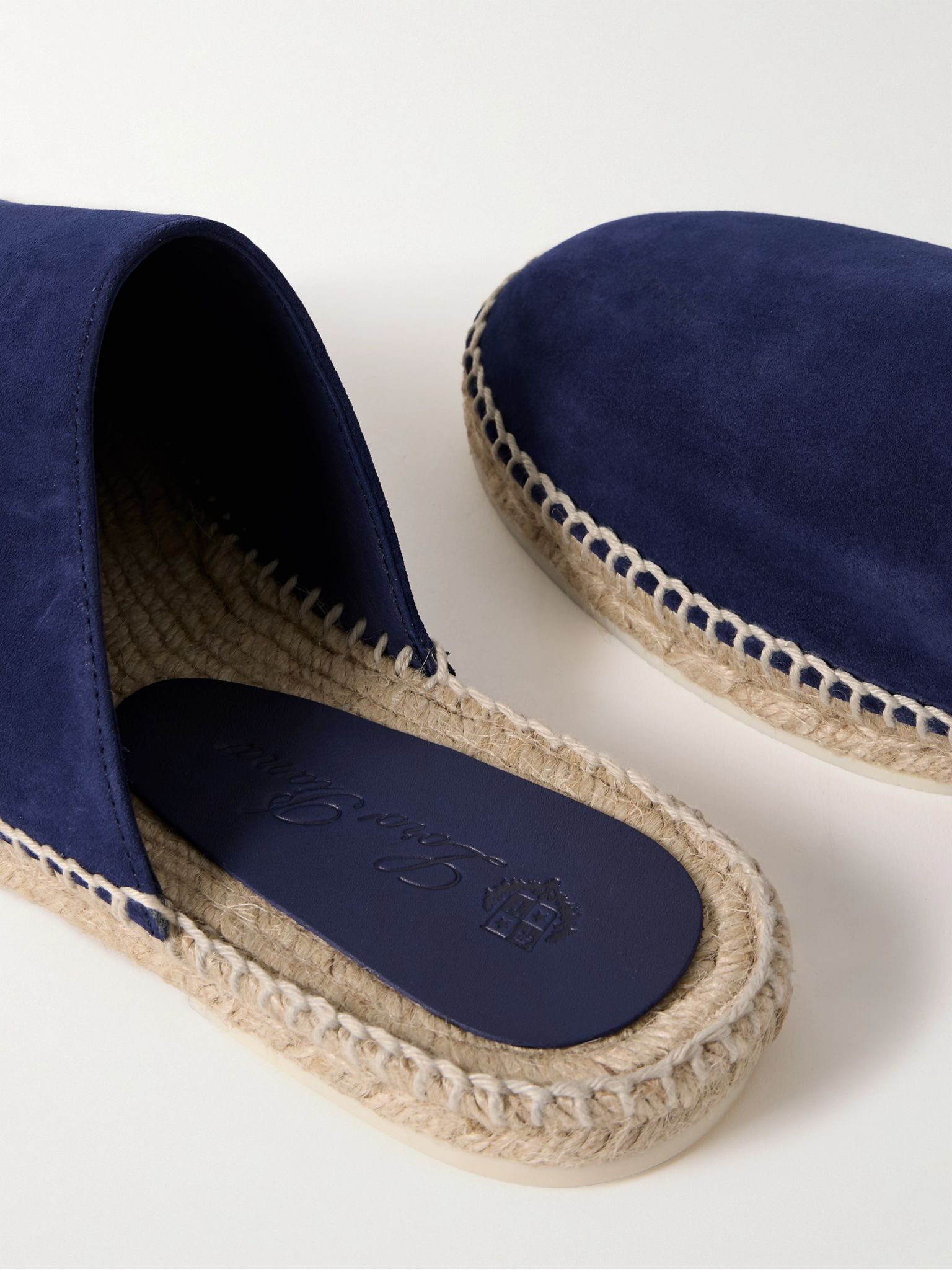 Seaside Walk Suede Backless Espadrilles Indigo - 6
