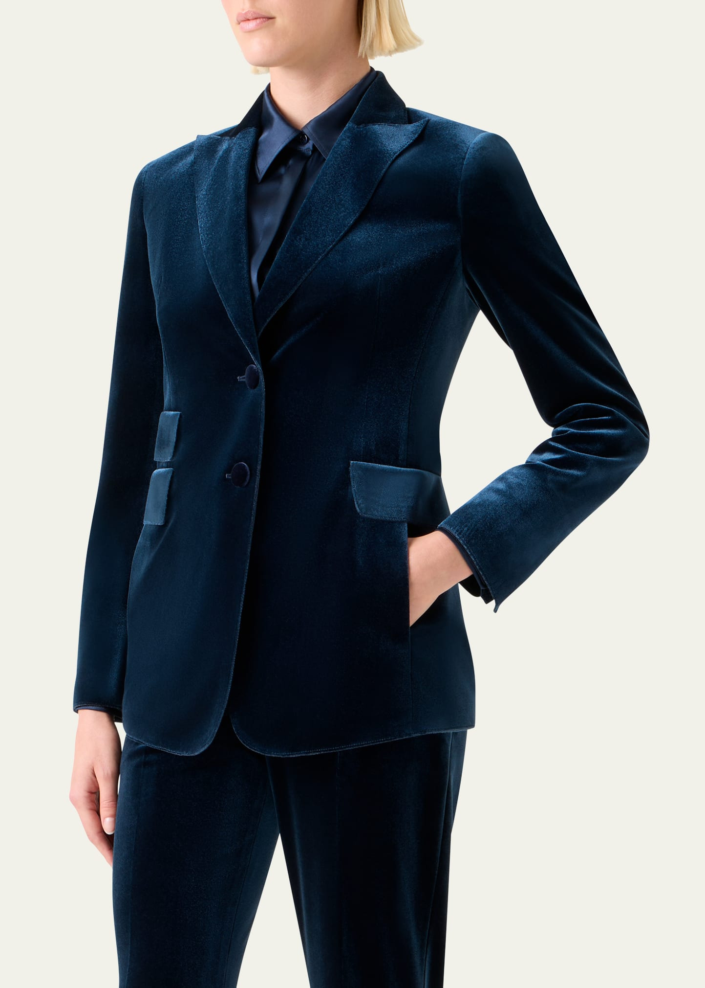 Percival Techno Velvet Stretch Single-Breasted Jacket - 4