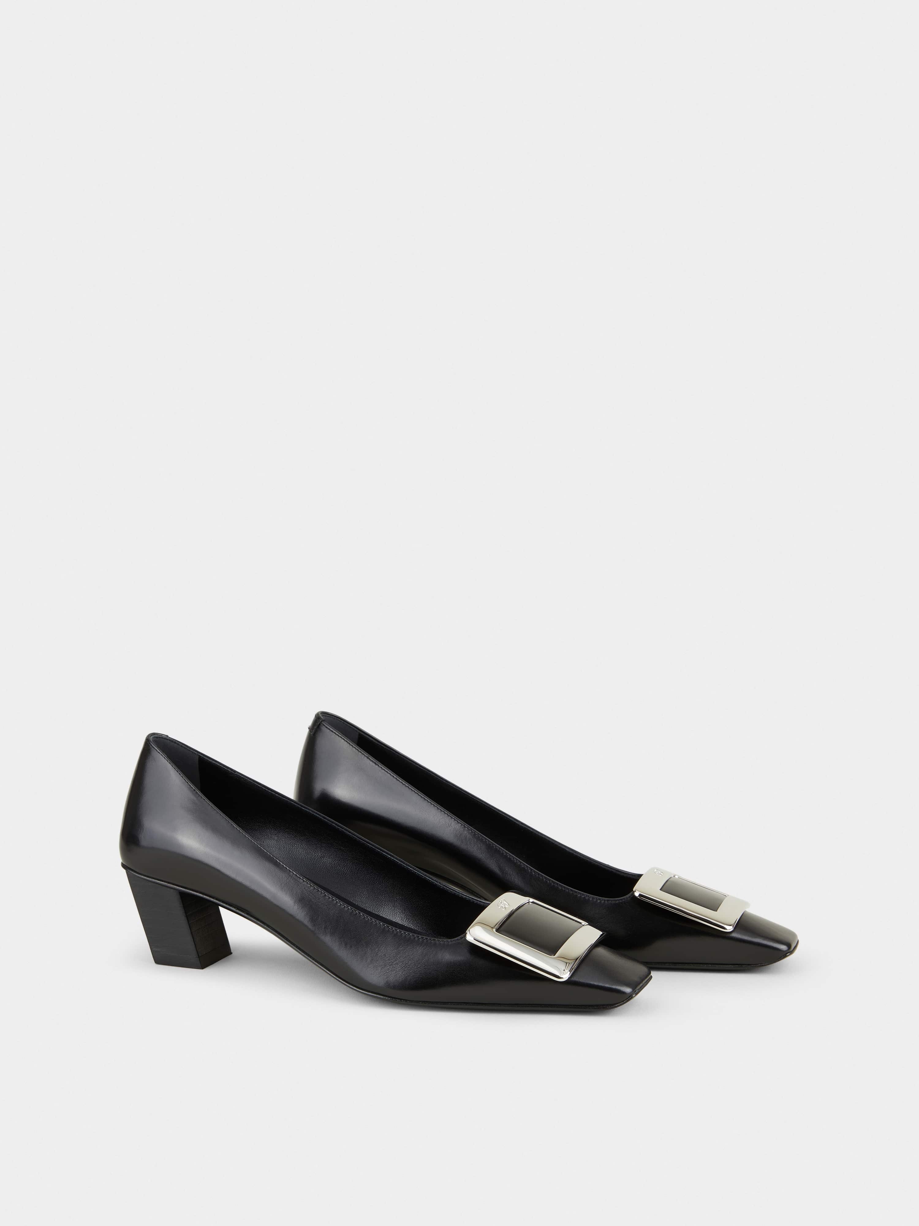 Belle Vivier Metal Buckle Pumps in Leather - 2