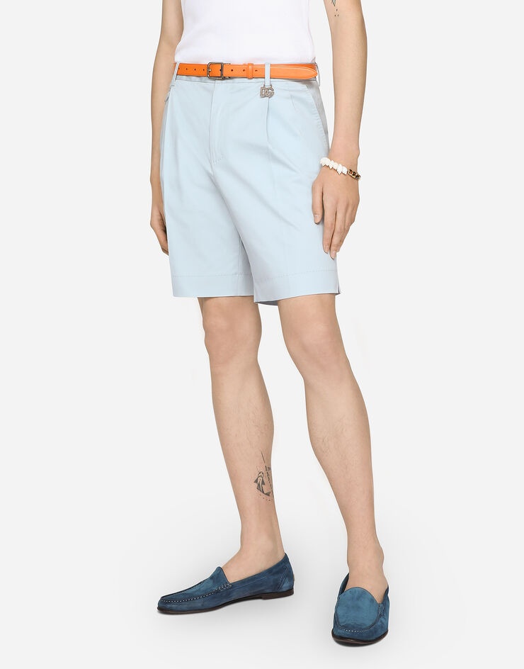 Stretch cotton shorts with DG patch - 4