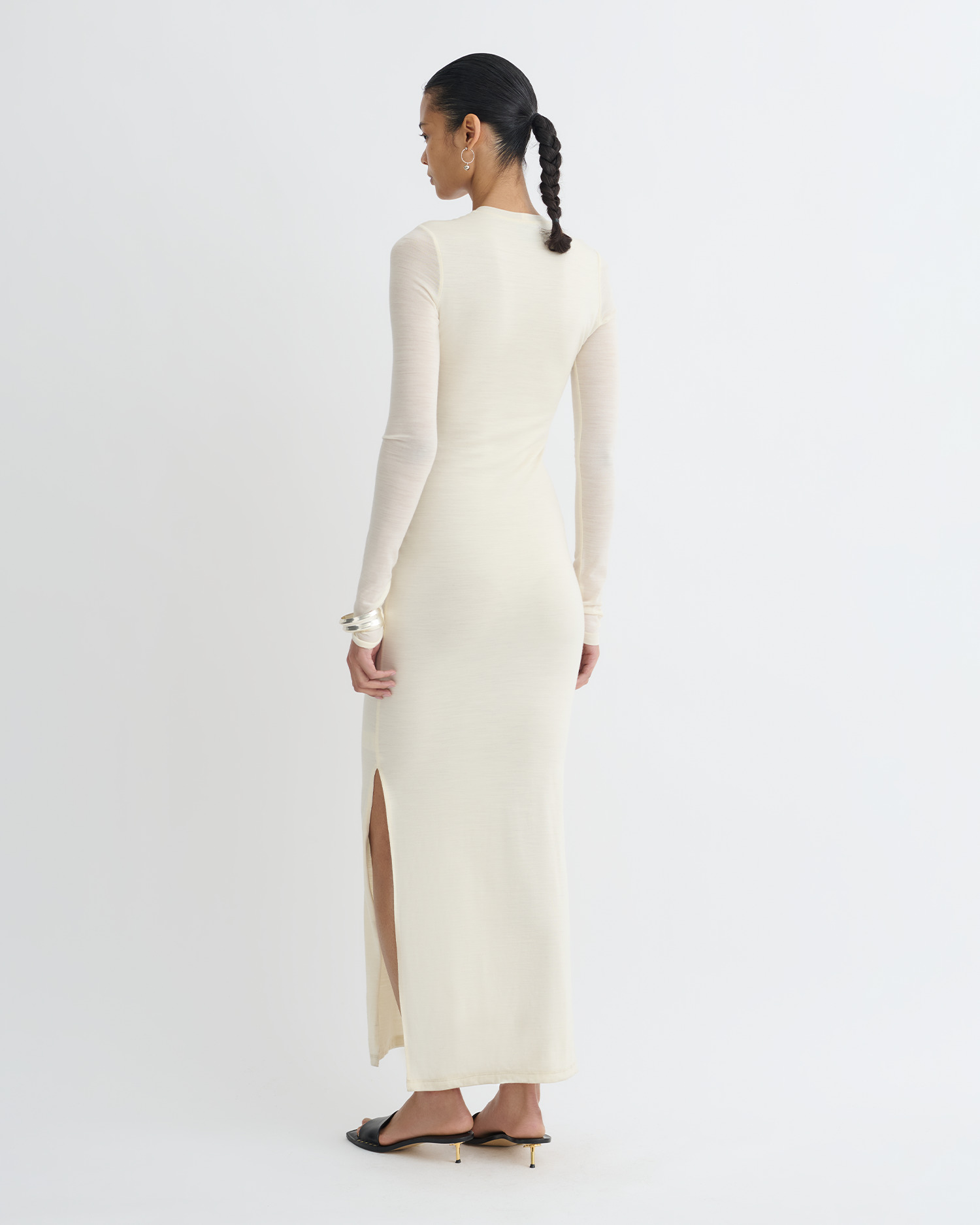 Draped Wool Jersey Midi Dress - 2