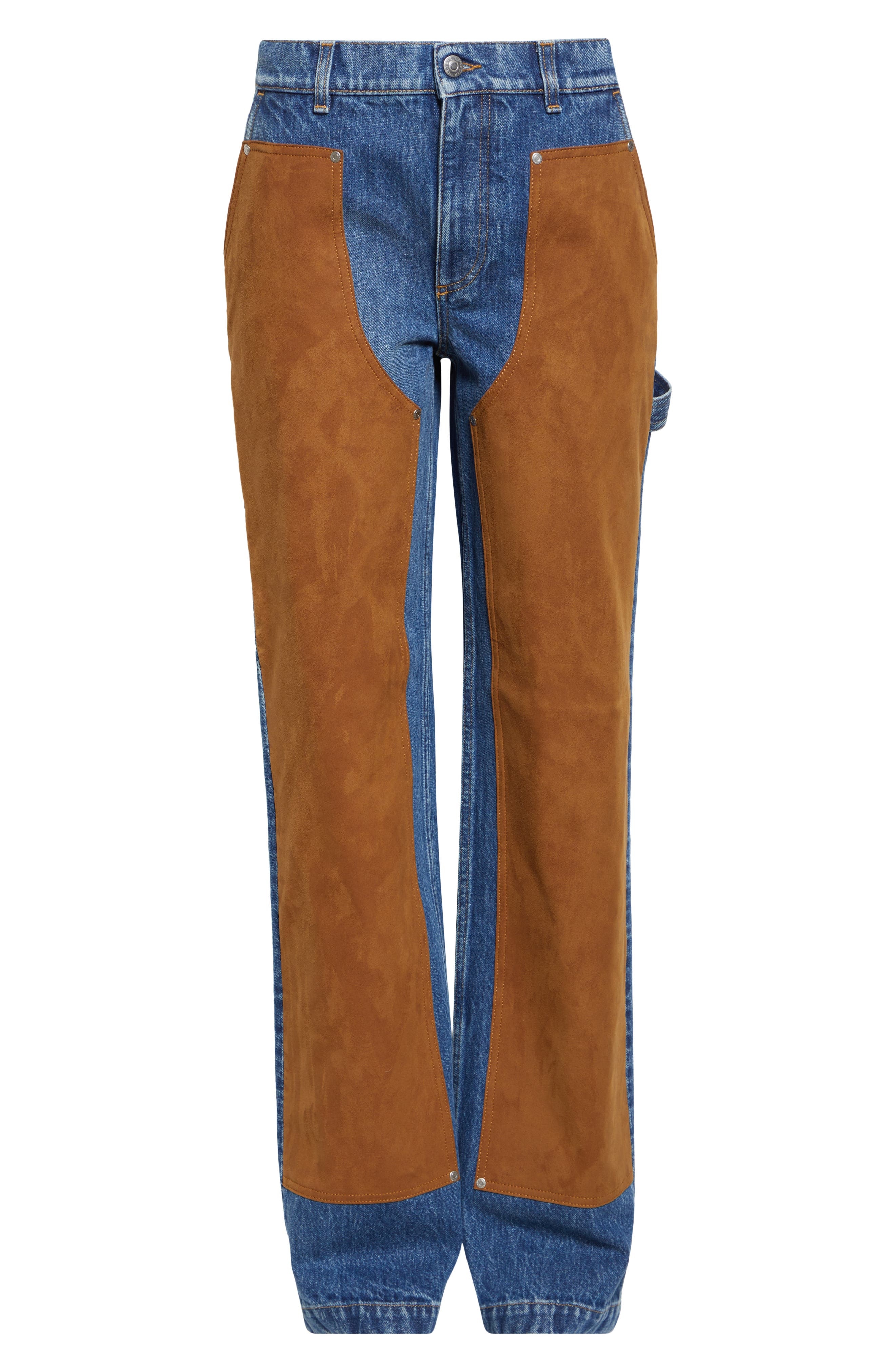 Stella McCartney Denim & Faux Suede Straight Leg Carpenter Jeans in 4090 - 6