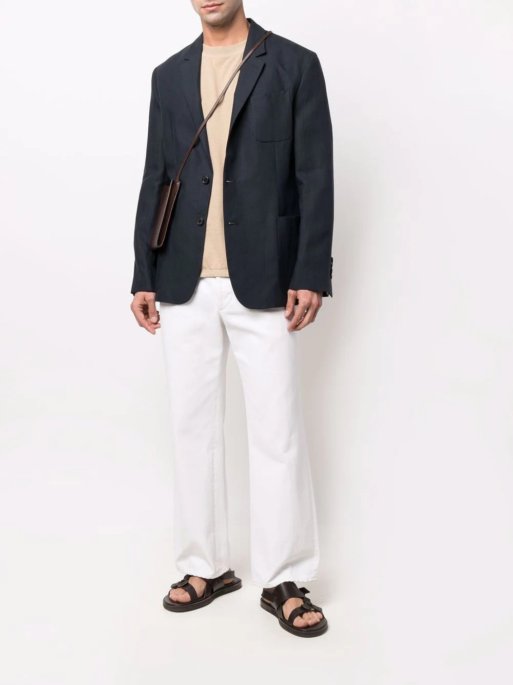 single-breasted linen blazer - 2