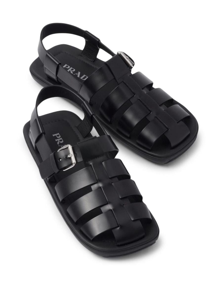 PRADA INTERWOVEN STRAPS FLAT SANDALS - 6