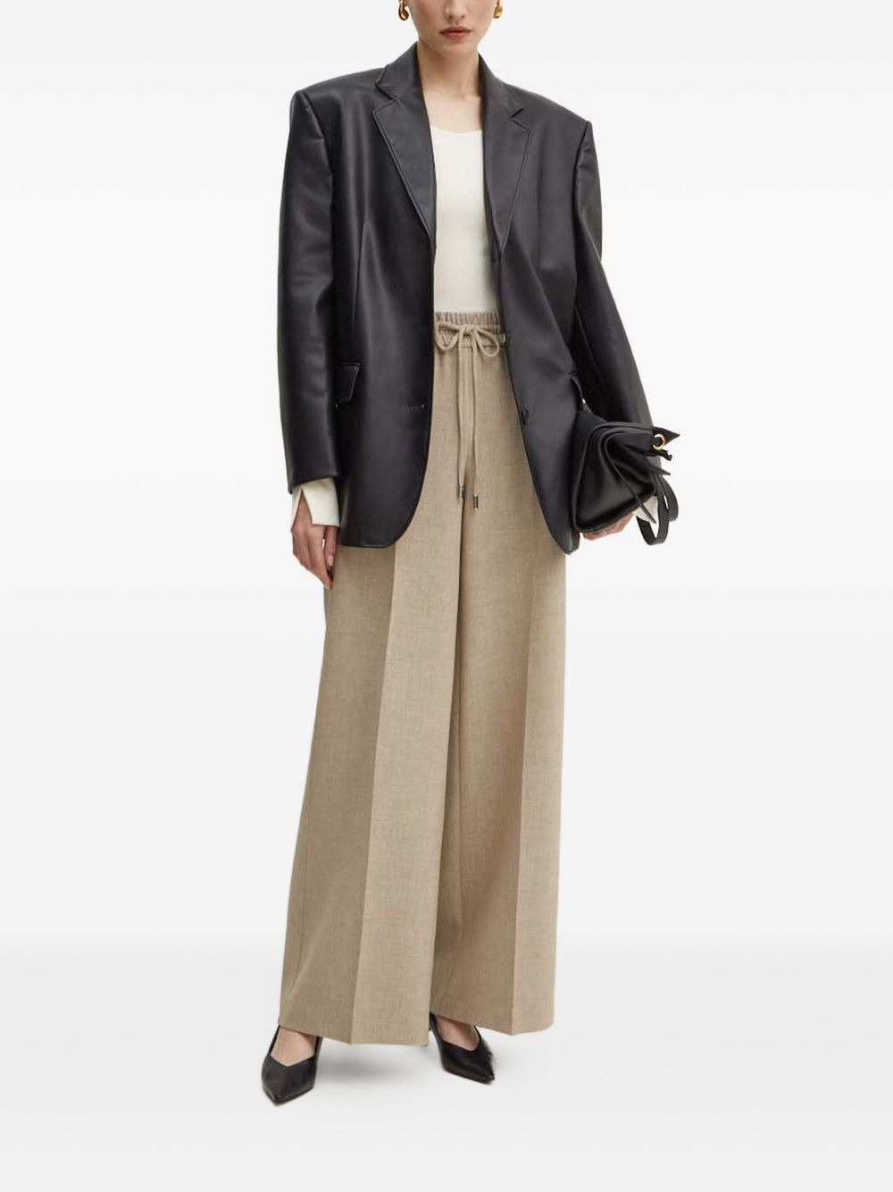 boat-neck button-cuff top - 2