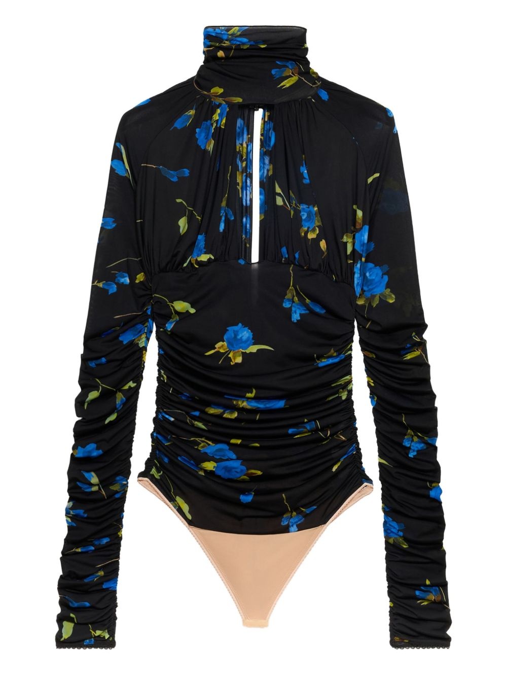 floral-print ruched bodysuit - 4