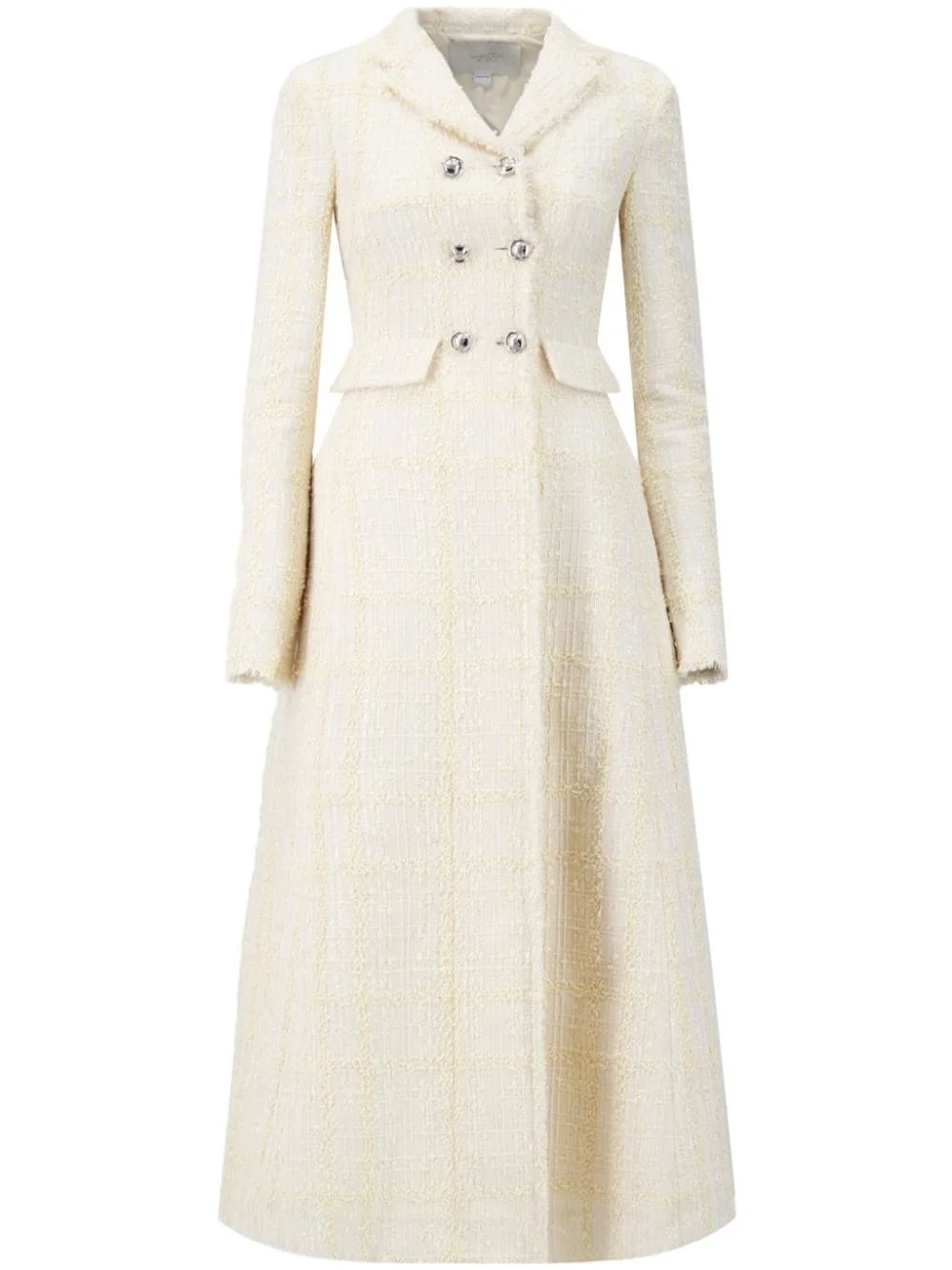 checked silk-tweed coat - 1