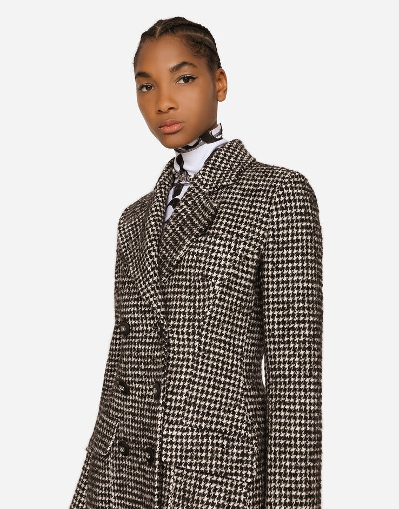 Double-breasted houndstooth coat 4
