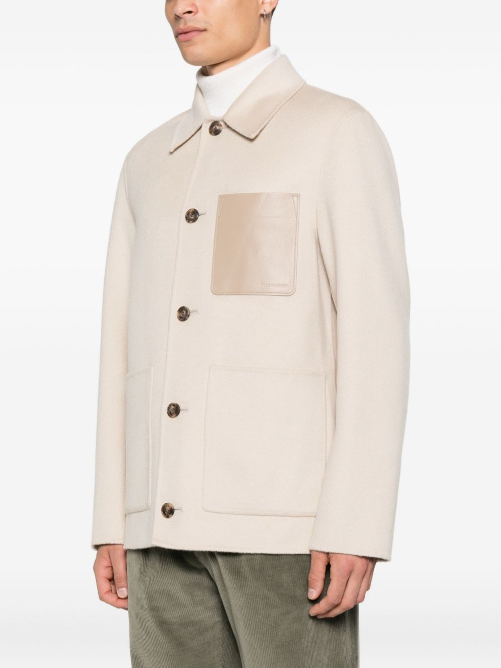 patch-pocket buttoned shirt jacket - 3