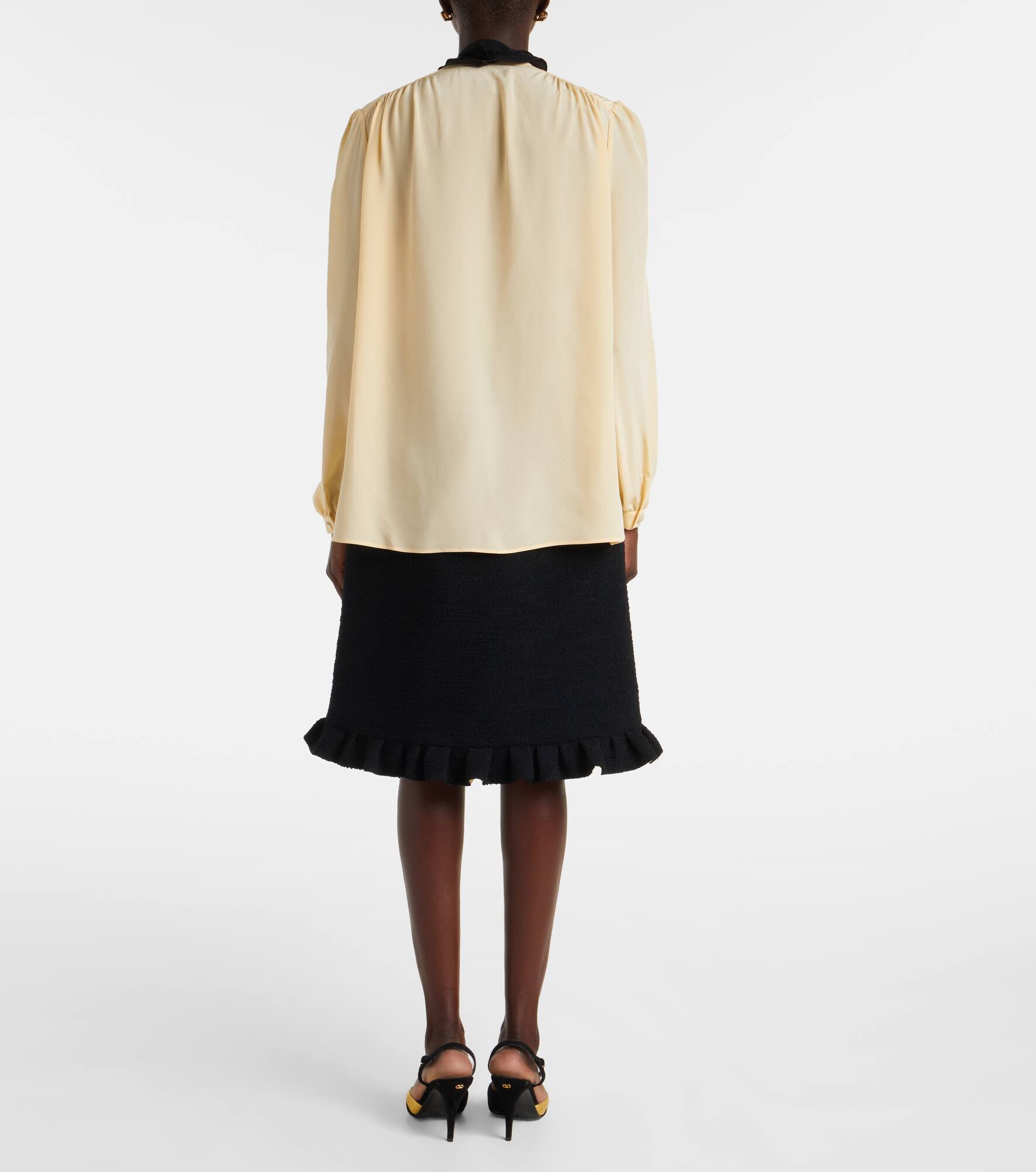 Ruffled silk crêpe de chine blouse - 3
