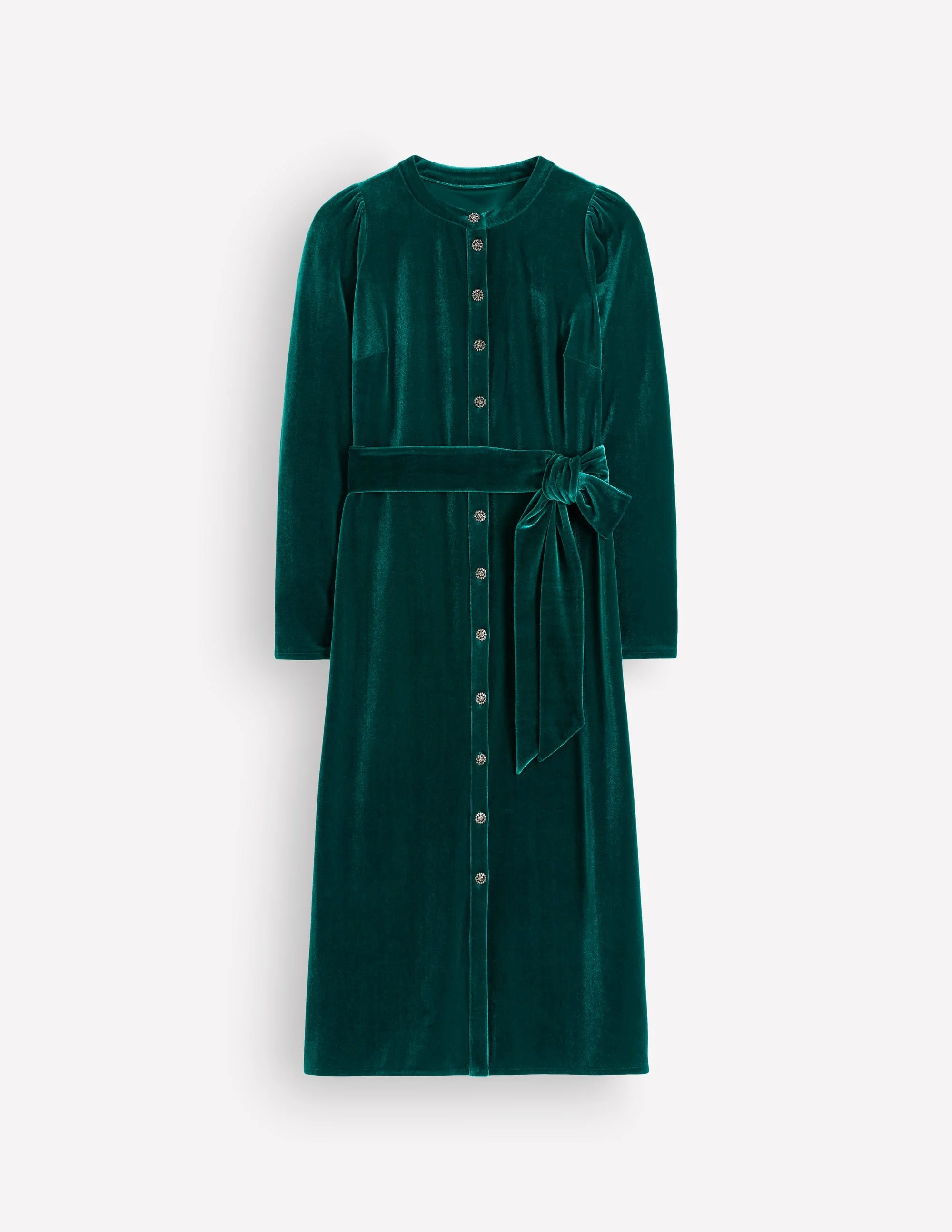 Honor Column Velvet Midi Dress-Emerald Night - 1