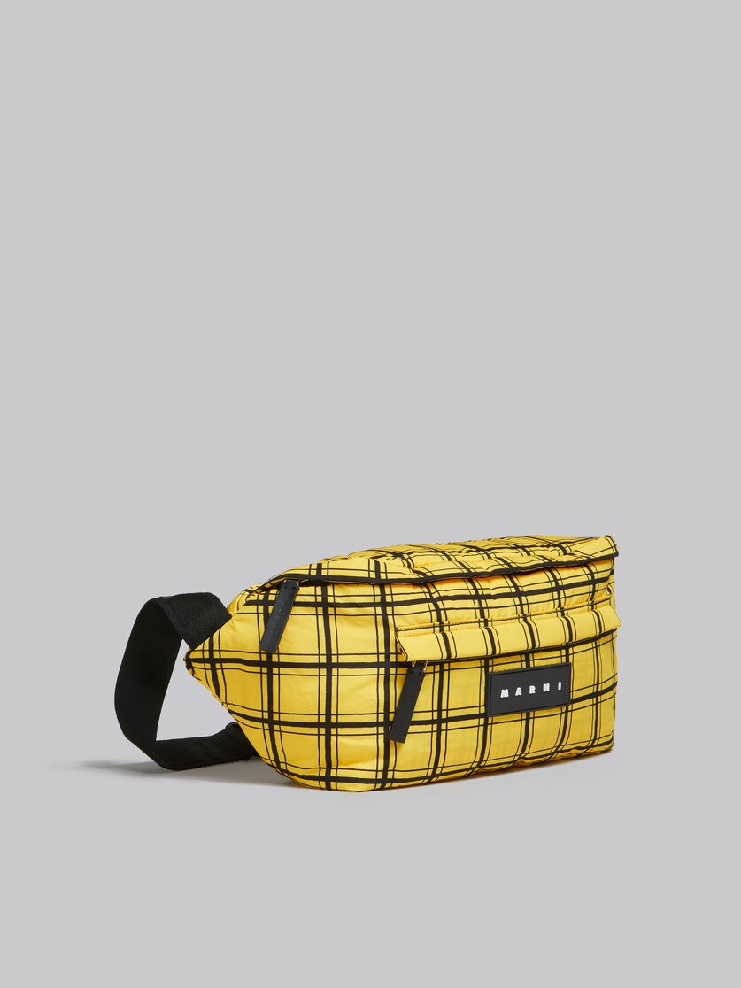 YELLOW CHECKED PUFF BELT BAG - 6