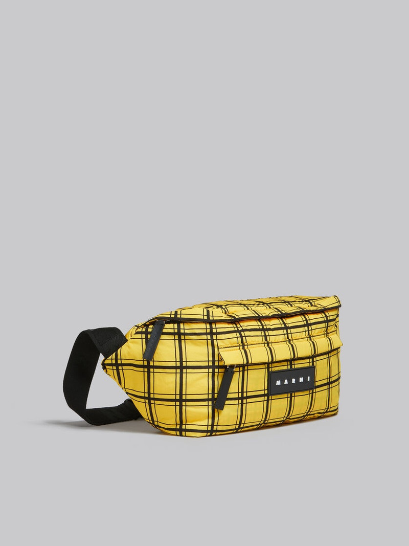 YELLOW CHECKED PUFF BELT BAG 6