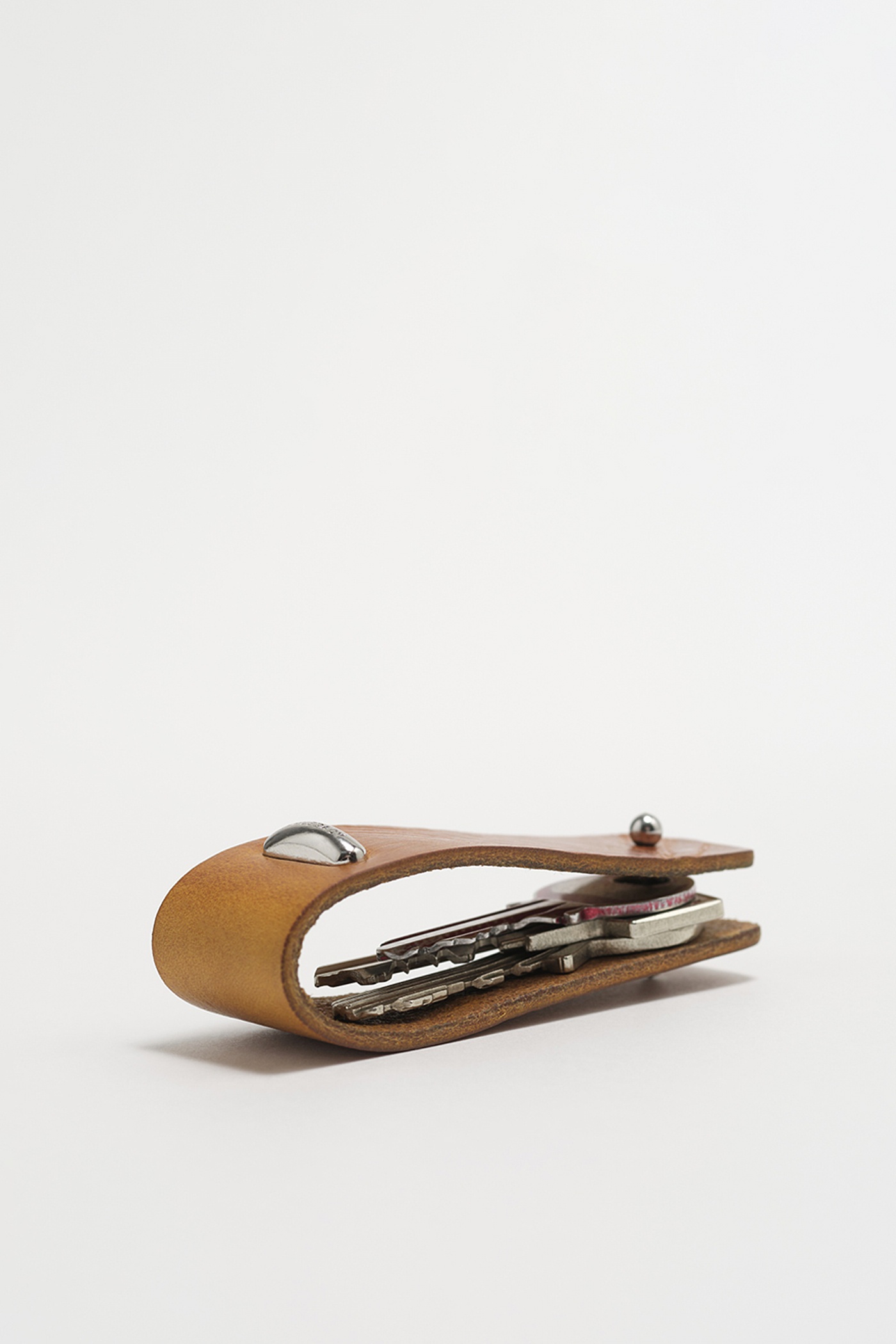 Pierced Key Holder Saffron Leather - 2