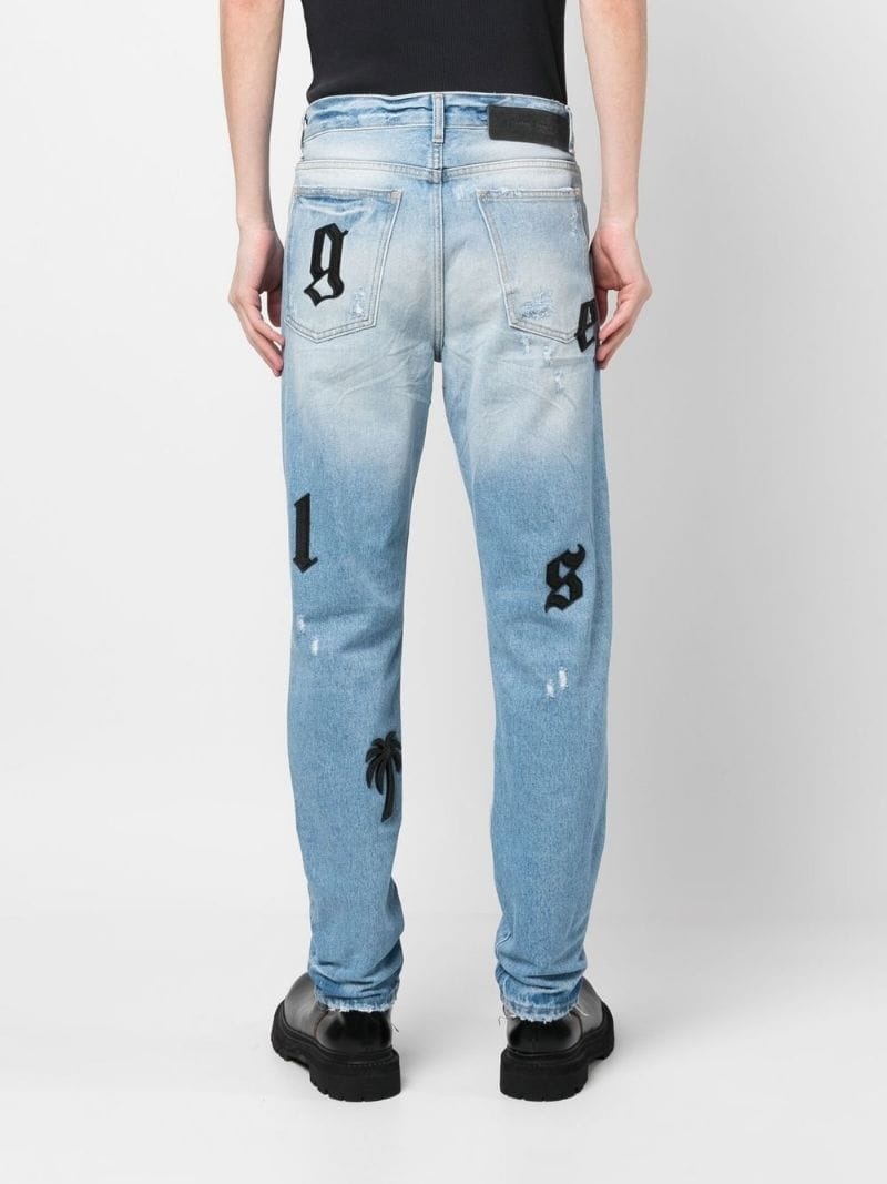 logo-patches straight-leg jeans - 4